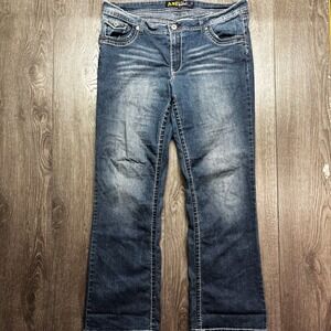 Angels Jeans Womens 18 Blue Denim Bootcut Contrast Stitch Y2K Dark Wash Low Rise